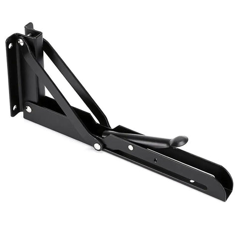 Sturdy Folding Shelf Brackets Set, Heavy Duty Steel Triangle Hinge Brackets For Wall Mounted Shelves, 10 Inch, side view.
