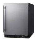 Top Tier Four Cu Ft Upright Frost Free Freezer Crafted In Brushed Stainless Steel featuring ADA compliant height and easy access door.