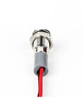 IP65 Waterproof 6mm LED Metal Status Indicator Light With Wide Voltage Range From 3V To 220V For Industrial Gear Automotive Dashboards And Outdoor Equipment Built To Last With High Visibility Rugged And Ready, rear view with red and black wires