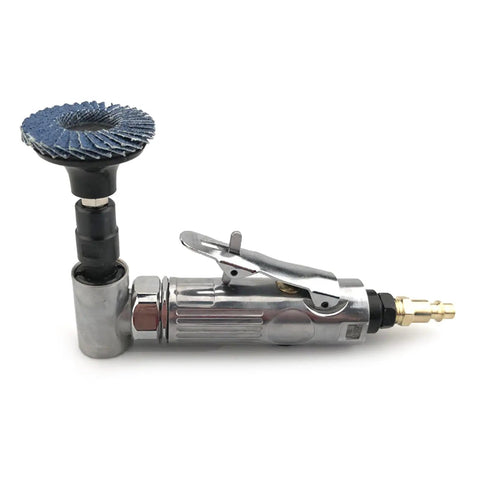 Pro Grade Pneumatic Angled Grinder Kit With Rubber Sanding Discs And 80 Grit Pads Featuring Heavy Duty Steel Build, angled grinder with rubber sanding disc.