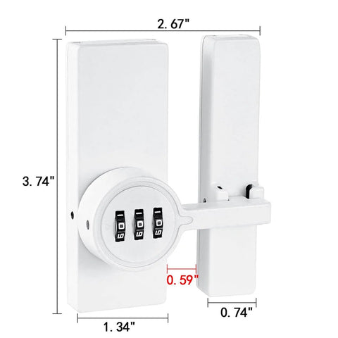 2 Pack White 180 Degree Barn Door Lock With 3 Digit Password Keyless Mechanical Lock Flip Latch for Doors