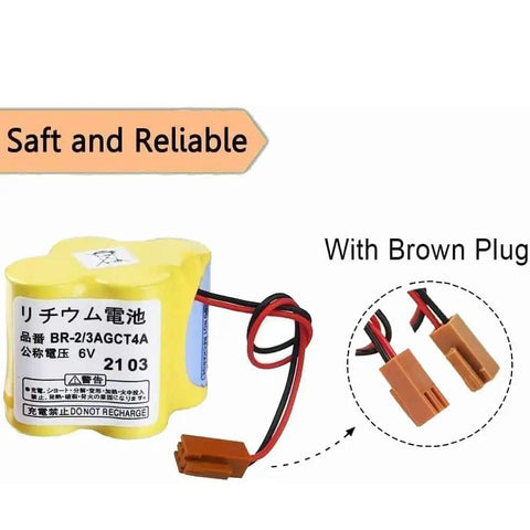 40 Pack 6V 4400mAh BR-2/3AGCT4A Non-Rechargeable Lithium Battery With Brown Plug for Fanuc CNC System