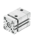 Compact ISO 6432 Air Cylinder Featuring 20 Millimeter To 80 Millimeter Bore Sizes Built Tough For Precision Automation And Light Duty Pushing Runs Slick In Tight Spaces, silver aluminum body.