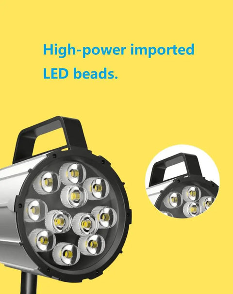 Close-up of Heavy Duty 12W LED Lathe Drill CNC Machine Light With Long Arm for Milling, featuring LED beads, aluminum housing.