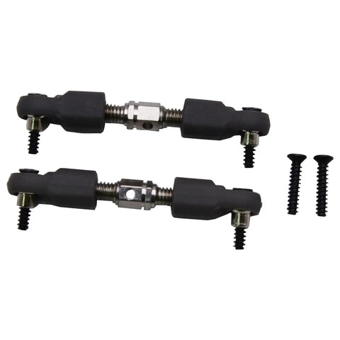 Two Pack Steering Linkage With Screws For Hyper Go MJX RC Trucks One Sixteenth And One Fourteenth Scale Upgrade Kit Fits H14BM H16BM H16PL 14210 14211 JC14EP JC16 Spare Parts 16431 14431 Durable RC Steering Hardware, two black linkages and screws