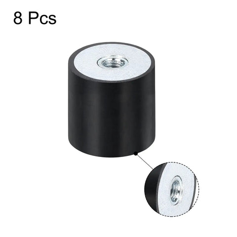 Premium Eight Piece Universal Set Of 20X20mm M5 Thread Female Rubber Mounts And Vibration Isolators with flat base for shock damping.