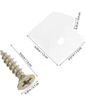 50 Piece Drawer Repair Kit With 45 Degree Plastic Angle Brackets And Screws For Fixing Sagging Drawer Bottoms In Kitchen Cabinets And Office Desks Durable Wedges For Fast DIY Furniture Reinforcement And Easy Install showing a plastic bracket and screw with measurements.