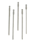 5 Piece Long Screwdriver Bits Set With Strong Magnetic Hold And Extra Tough Alloy Steel Construction For Electric Drill Driver Manual Use Featuring 1/4 Inch Hex Shank PH1 And PH2 Tips For Super Fast High Torque Fastener Jobs That Rock. Five long PH1 and PH2 magnetic bits shown on white background.