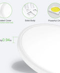 Close-up of Ultra Slim 24 Inch LED Flush Mount Ceiling Light showing frosted cover, solid body, and powerful chips structure.