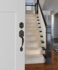 Exterior Door Handle Set With Knob And Deadbolt Matte Black For Your Front Door Easy Install With Adjustable Latch Two And Three