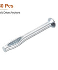 Split Drive Concrete Anchors 1/4 Inch By 2-1/2 Inch 50 Pack Carbon Steel Hammer Drive Anchors For Concrete And Drywall Silver Finish