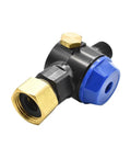 Water Inlet Filter 3/4 Inch Female NH to 1/2 Inch MNPT Blue for High Pressure Cleaners, showing brass connector and durable black housing