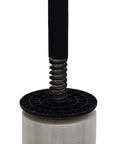Short Handle Stretch Wrap Dispenser For Pallets, Ergonomic Handheld Pallet Wrap Tool With 18 Inch Roll, Fits 12 To 18 Inch Material, 2.5 Or 3 Inch Core, Lightweight Under 2 Pounds, Fatigue Fighter Leverage, Made In America, upright with stretch wrap roll