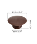 100 Pack Plastic Snap In Screw Hole Plugs 6mm Diameter Flush Shelf Button Caps For Furniture Cabinet Cupboard Dark Brown Durable
