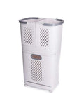 Removable Laundry Basket With Sturdy Storage Rack On Wheels White Household Organizer For Laundry And Home Storage Bottom Opening For Quick Access Durable PP Material Privacy Safe Design Easy Grab And Go