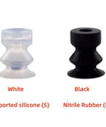 Heavy Duty Manipulator Vacuum Suction Cup Set, VP Style, Strong Grip Industrial Gripper Tool For Factory Lifting And Heavy Material Handling, Durable rubber pad accessories in clear silicone and black nitrile.