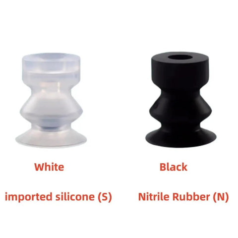 Heavy Duty Manipulator Vacuum Suction Cup Set, VP Style, Strong Grip Industrial Gripper Tool For Factory Lifting And Heavy Material Handling, Durable rubber pad accessories in clear silicone and black nitrile.