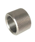 Premium 1/2X28 Barrel Thread Protector Nipple with knurled surface, stainless steel, designed for secure firearm protection.