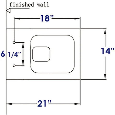 Dimensions diagram for Replacement Soft Closing Toilet Seat For WD333 Elongated White With Quiet Soft Drop Hinge System.