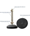 Adjustable Furniture Leveler Feet With Smart Tilt And Easy Height Trim To Knock Out Wobbles And Keep Your Setup Rock Solid On Bumpy Floors Carbon Steel Nylon Glide Pads M12 Thread Set Of 4 showing carbon steel screw and nylon foot pads.