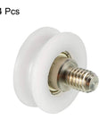 Bearing Roller With Threaded Rod Kit For Sliding Doors 22x8mm Nylon Wheel M6 Thread U Groove Track Guide White Pack Of 4 Quiet Smooth Sliding DIY Accessory, 4 pcs