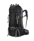 Black 60L Outdoor Backpack For Camping And Hiking With Waterproof Fabric And Ergonomic Straps Big Capacity Gear Bag Standing
