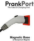 Hella Wild Fake EV Charging Port Gas Diesel Truck Magnet J1772 Faceplate Decoy with magnetic base and realistic detail.