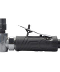 Slick 1/4 Inch Pneumatic Angle Die Grinder With Rubber Grip Sleeve, 90-degree angle head for tight spaces, lightweight design.