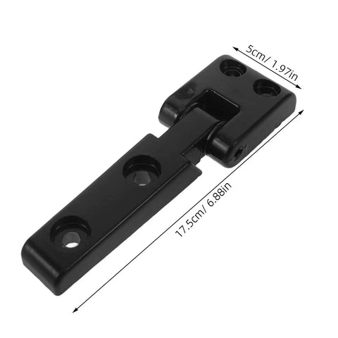 Black Rugged Heavy Duty Forklift Hood Hinge Kit 2 Pack With Dual Shaft, dimensions 17.5cm x 5cm, metal adjustable hardware.