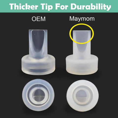 Close-up of Duckbill Valve Replacement 4 Pack For Ameda Mya Joy And Purely Yours And Lansinoh Double Electric Pumps BPA Free