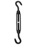 Stainless Steel Turnbuckle Set With Hooks M4 Black 4 Pack, Heavy Duty Wire Rope Tensioners shown in close-up with black finish