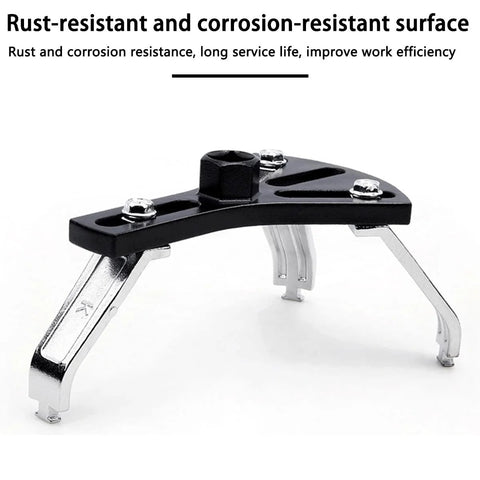 Universal Fuel Pump Lock Ring Removal And Reinstall Tool with adjustable arms and Cr-Mo steel for auto repair and gas tank service.
