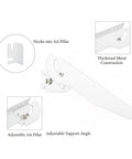 Adjustable Pillar Shelf Bracket for Retail Displays and Modular Shelving, heavy-duty metal support shown with AA pillar compatibility.