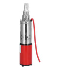 Hella Durable Stainless Steel Solar and DC 12V Submersible Sump Pump with red casing for clean water transfer.