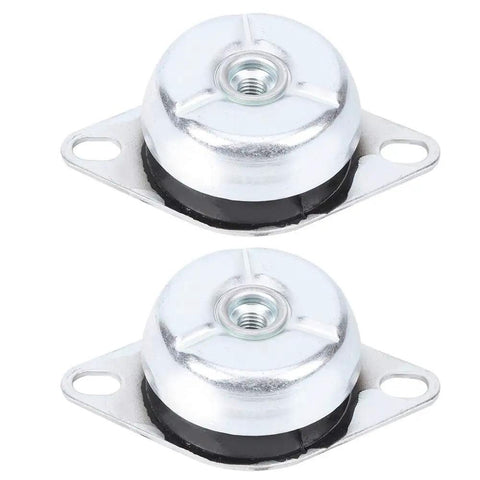Heavy Duty Bell Shaped Shock Damper Mount For Car Generators Plus M10 Thread with metallic finish on top and rubber base.