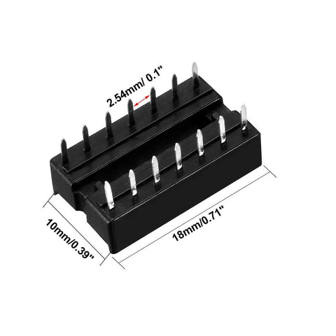 20 Pack DIP IC Socket Adapters 2.54mm Pitch Dual Row 14 Pin Soldering Socket For DIP IC Chips Durable Plastic Construction