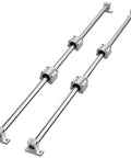 Isometric view of two 1200mm aluminum linear rails with four SC20 blocks and mounting feet