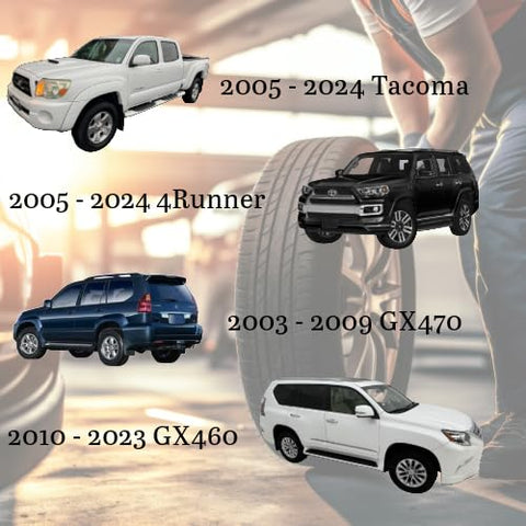 2005-2024 Toyota Tacoma, 4Runner and 2003-2023 Lexus GX460, GX470 models shown, compatible with 2 Piece Front Wheel Bearing O Ring Set