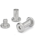 Dead Serious Hold M3 M4 M5 Binding Screws And Hex Head Barrel Nuts With Socket Cap Fastener Bolts Made From Kickbutt 304 Stainless Steel showing three stainless steel fasteners.