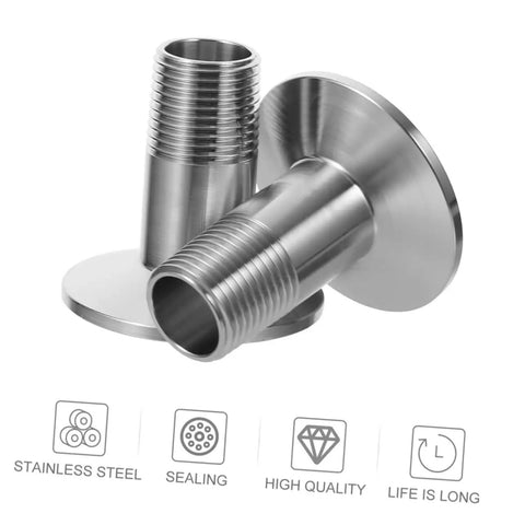 Premium Stainless Steel Tri Clamp Ferrule Adapter Kit With Hose Barb And Silicone Seals For Home Brew Pro Setup Perfect Beer Making Gear, 1.97 inch 304 SS adapter