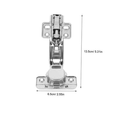 Soft Close Hidden Cabinet Hinges For Corner Cabinets With Damping System For Quiet Operation And Smooth Self Closing Easy Installation Includes Screws 2 Pack Zerodeko, silver metal hinge, front view