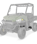 Heavy Duty Rear A Arm Guards For Polaris Ranger installed on UTV, durable metal armor protecting trailing arms from debris.