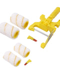 Professional 7 Piece Paint Edger Roller Tool Kit For Immaculate Wall And Ceiling Lines Blazing Fast Tape Free Coating, featuring yellow rollers and handle.