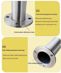 Heavy Duty 304 Stainless Steel Cable Railing Posts With Kickass Adjustable Angle Hardware, showing inverted triangular base and splicing technology.
