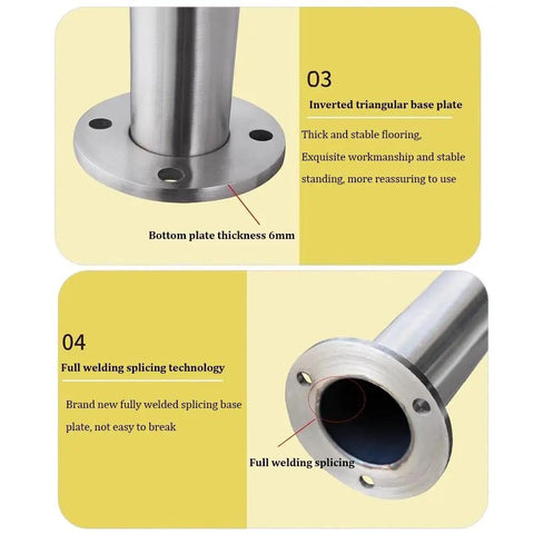 Heavy Duty 304 Stainless Steel Cable Railing Posts With Kickass Adjustable Angle Hardware, showing inverted triangular base and splicing technology.