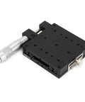 Kickass X Axis Linear Stage 80x80 mm with Micrometer Manual Translation for Precise Positioning, aluminum alloy, black anodized finish