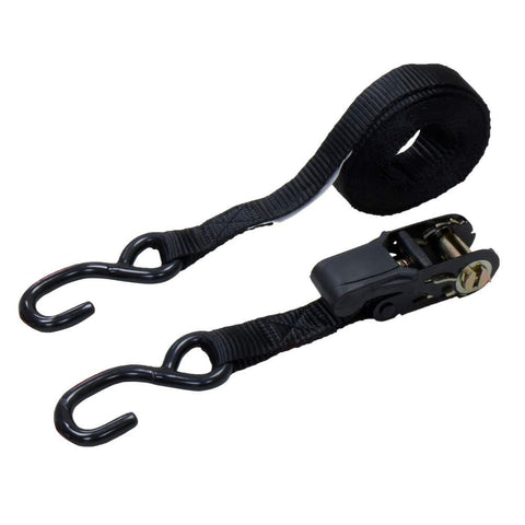 Beefy Heavy Duty Ratchet Tie Down Straps For Cargo 15 Foot Length 1 Inch Wide 500 Pound Load Capacity 1500 Pound Break Strength 12 Pack