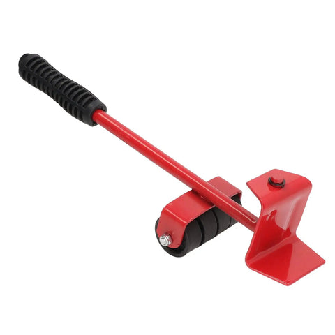 Heavy Duty Furniture Lifter And Slider Set With 360 Swivel Wheels, No Sweat Appliance Moving Aid Up To 660 Pounds, Red lifting tool with rubber wheels.