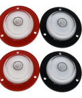 Sumsoctober 2pcs Round for spirit Level Bubbles Horizontal Measuring Kit in red and black with clear bubble chambers.