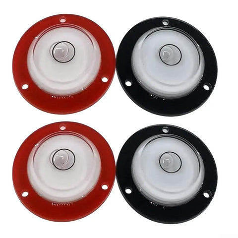Sumsoctober 2pcs Round for spirit Level Bubbles Horizontal Measuring Kit in red and black with clear bubble chambers.